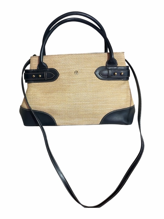 Etienne Aigner Handbags - Etienne Aigner Straw and Black Leather Shoulder Bag